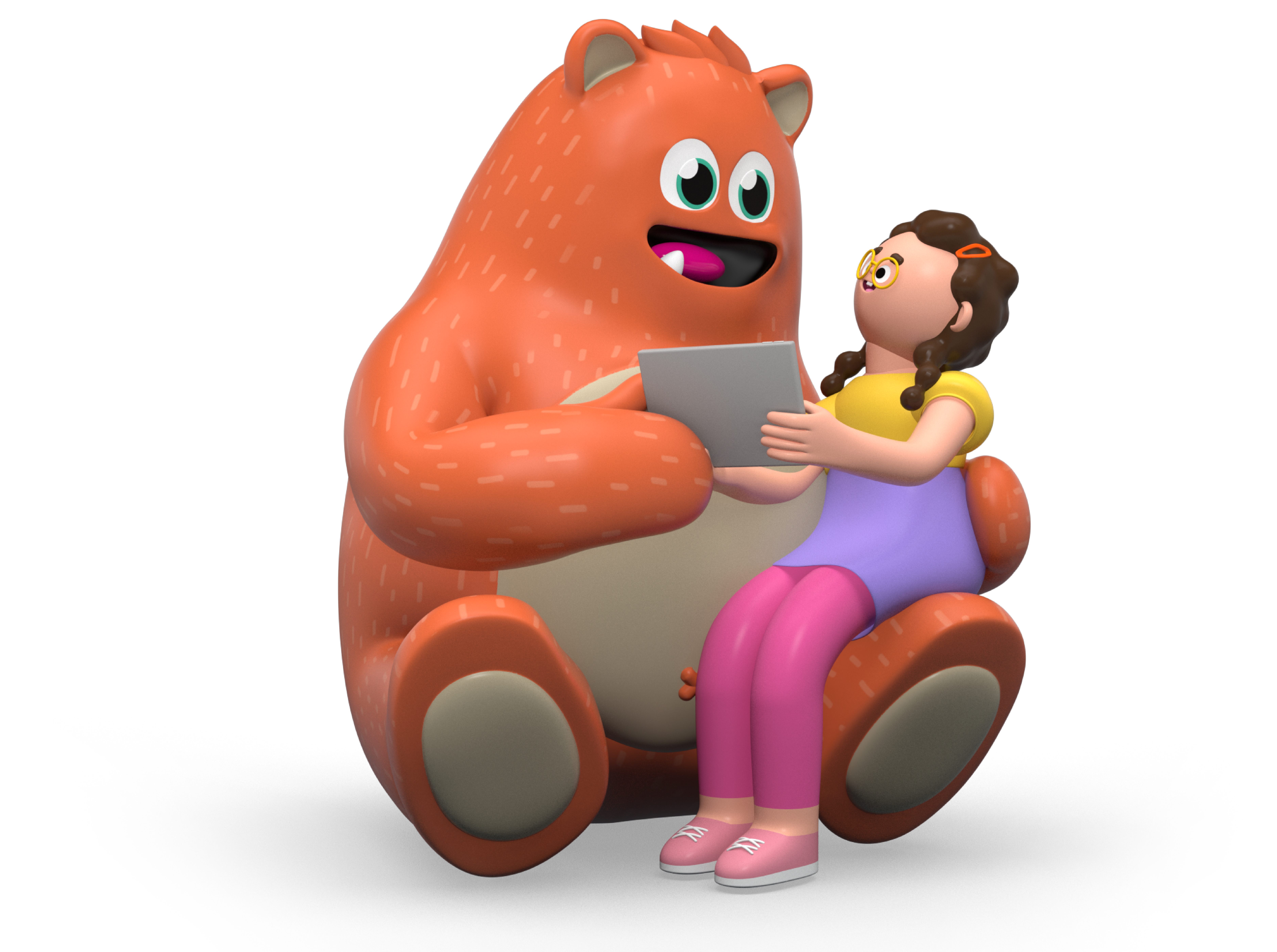 Illustration of Prodigy's mascot, Ed, helping a young girl with her homework.