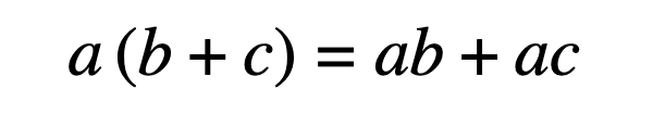 Multiplying the number immediately outside parentheses with that inside; Adding the products together    