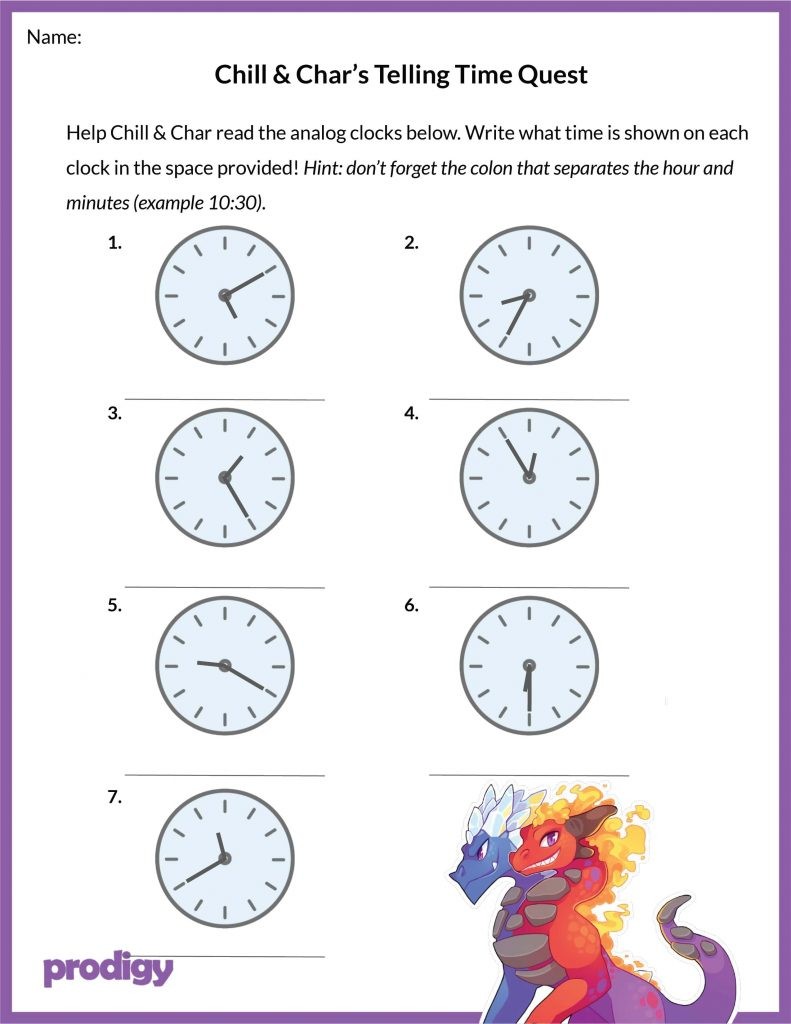 20 Engaging Telling Time Worksheets to Help Students in Grades 1 to 4 |  Prodigy Education