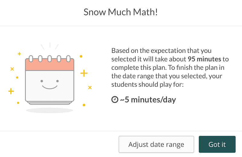 In-app screenshot of a Plan creation in a Prodigy teacher account.