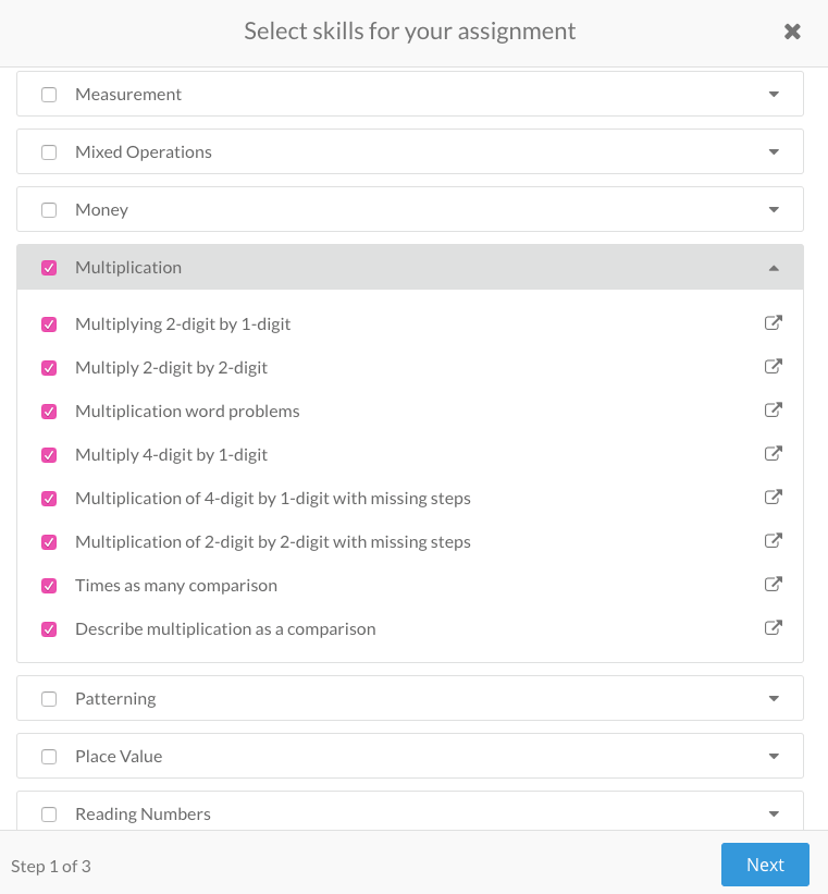 A screenshot of the Prodigy teacher app where you can create and set curriculum-aligned assignments for your students.