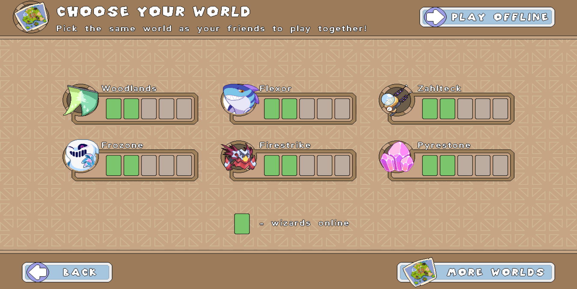 Screenshot of world selection in Prodigy Math Game.