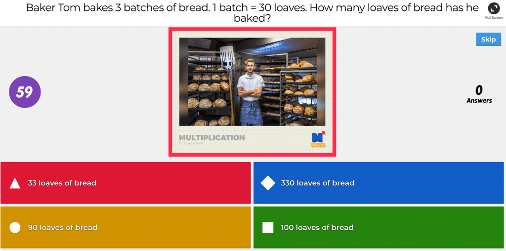 An example question from Kahoot's platform.