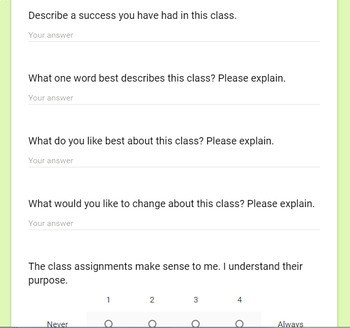 Example of a Google Form used by teachers to help personalize learning for their students.