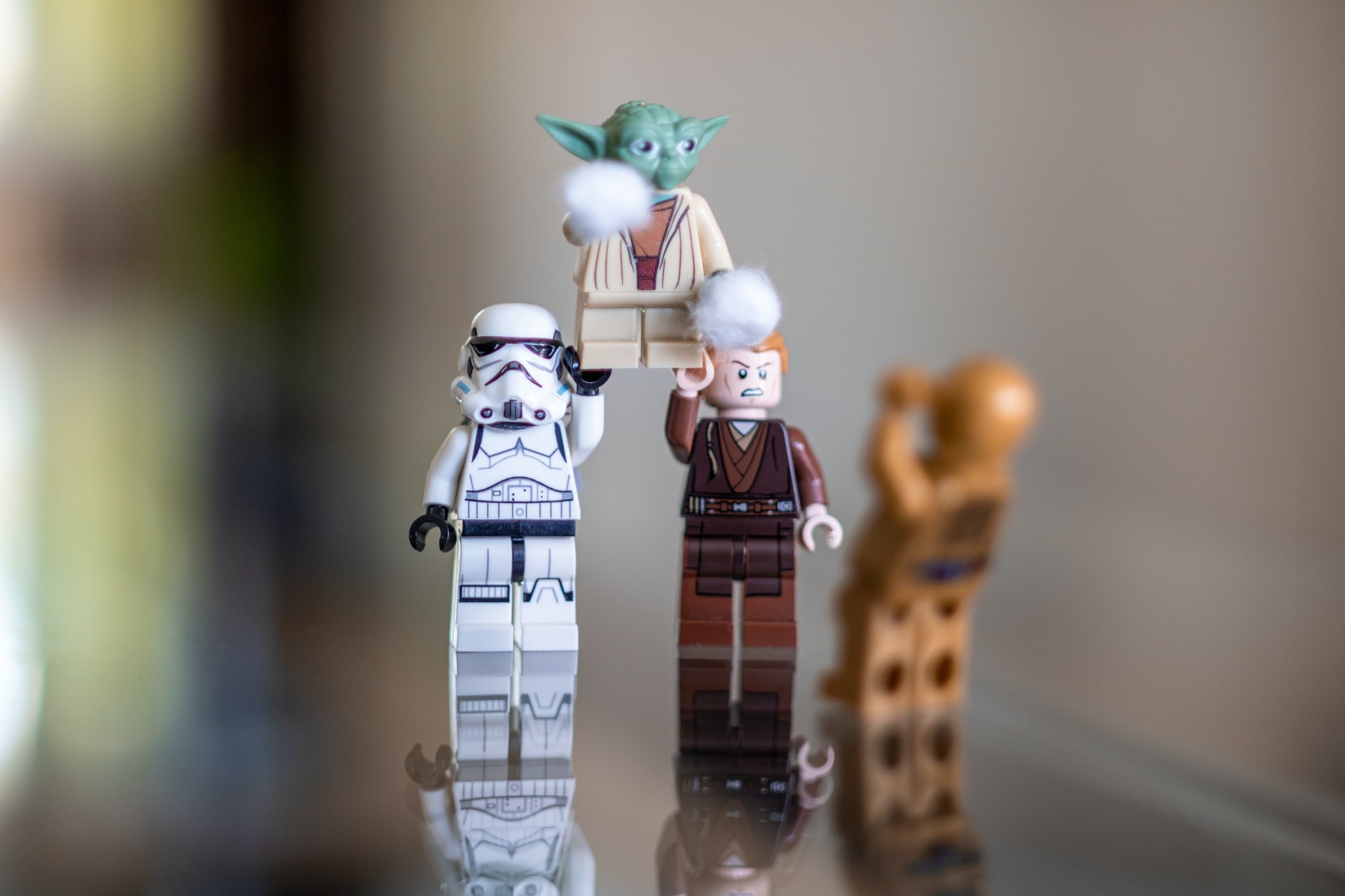 Close-up shot of Star Wars LEGO characters.