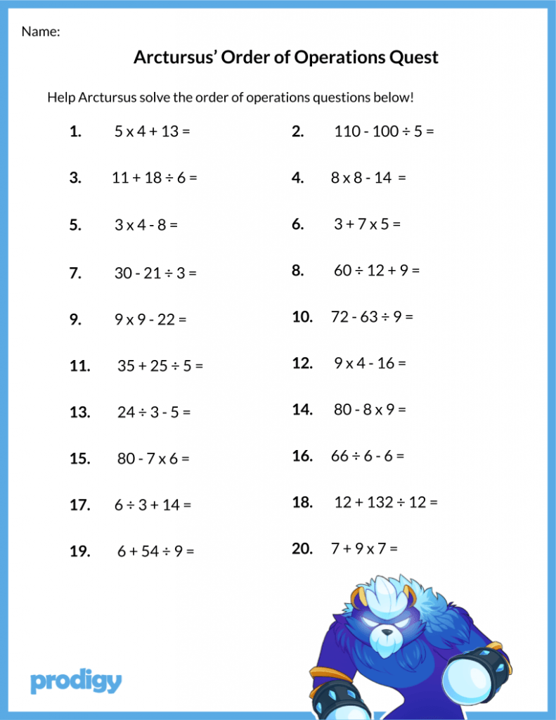 Order of Operations Worksheet: 20 Resources For Your Class Intended For Operations With Exponents Worksheet