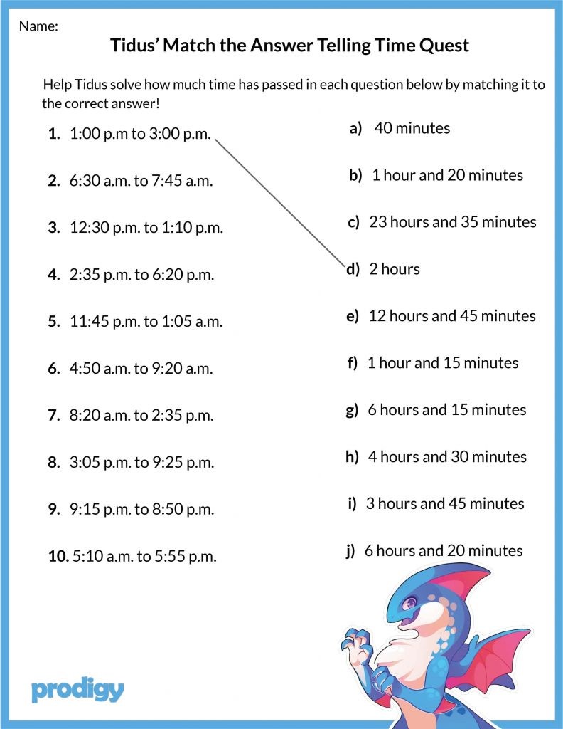 Telling Time Worksheets Effective Practice Materials Prodigy Education