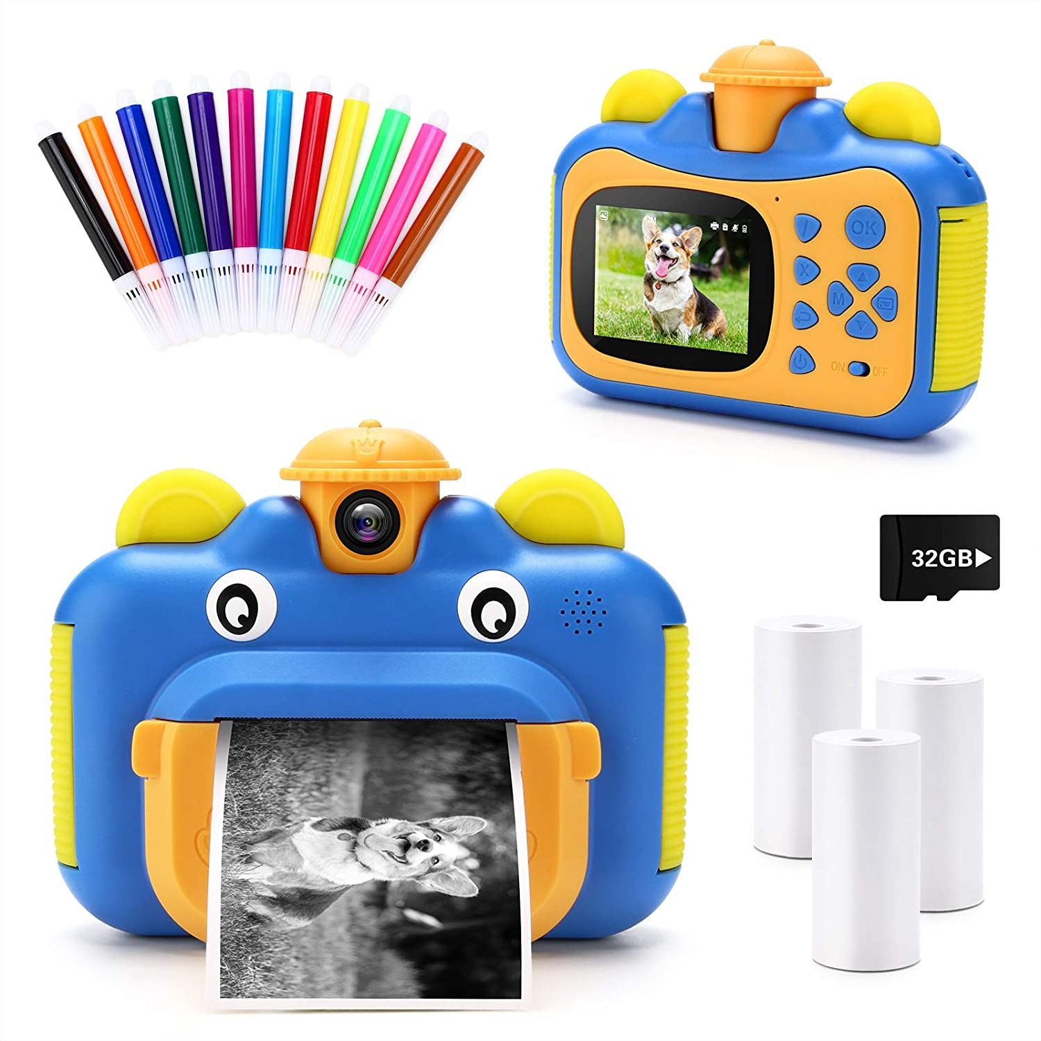 INKPOT instant camera with accessories.