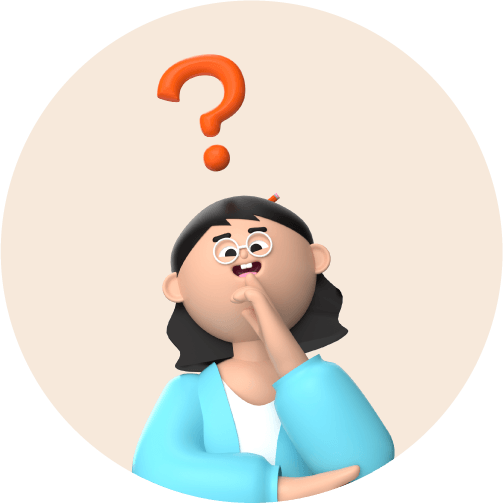 3D animation of a female teacher with a question mark above her head.