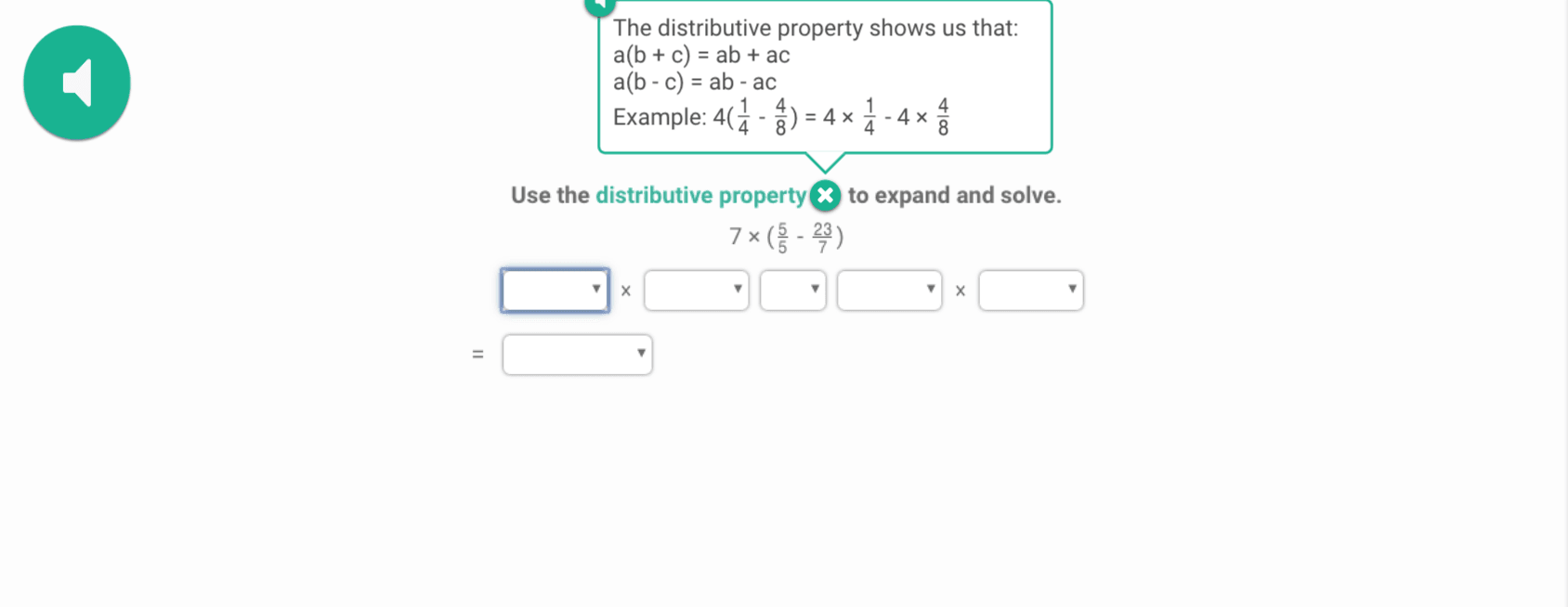 Exploring distributive property in Prodigy