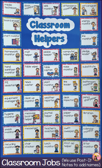 Classroom helpers chart from Ms Crafty Nyla