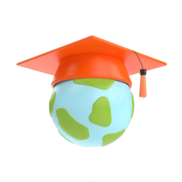 Graduation Hat on Globe Icon with white backround
