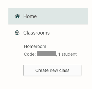Screenshot of teacher dashboard showing where to find your class code.