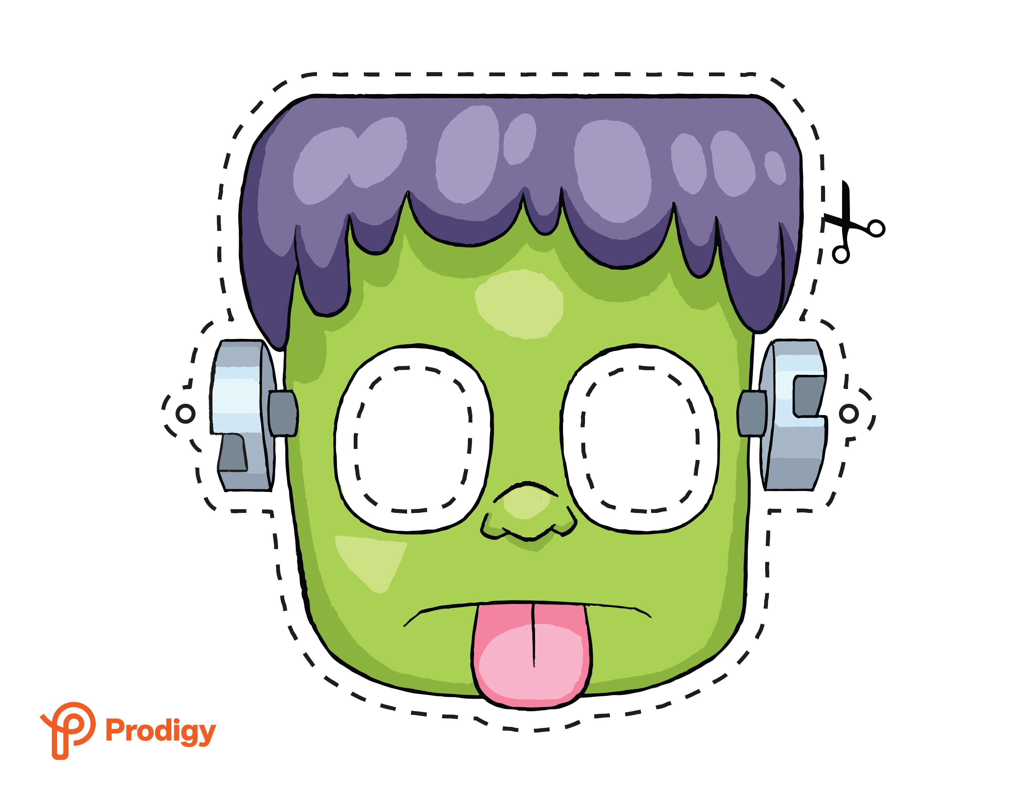 Printable Prodigy Frankenstein monster mask, in color