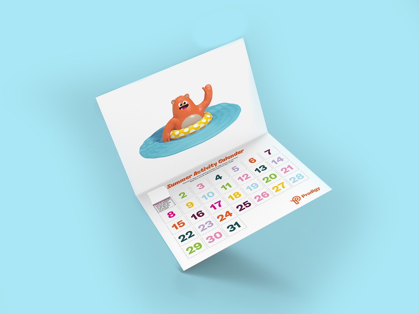 Illustration of Prodigy's summer activity calendar.