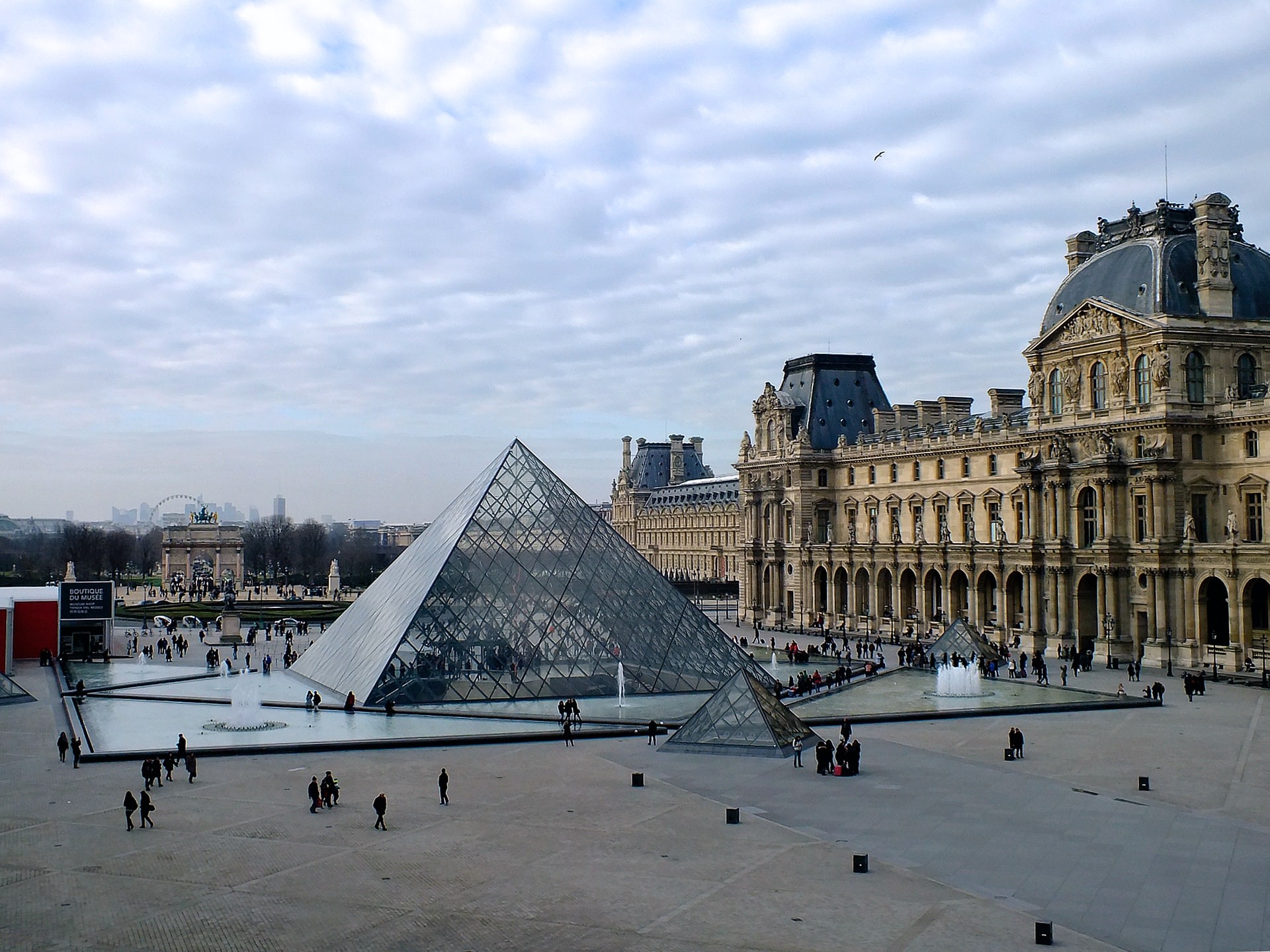 The outside of the Louvre museum in Paris, France.