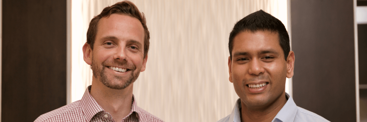 A photograph of Prodigy Education Co-CEOs and Co-Founders, Alex Peters on the left and Rohan Mahimker on the right.