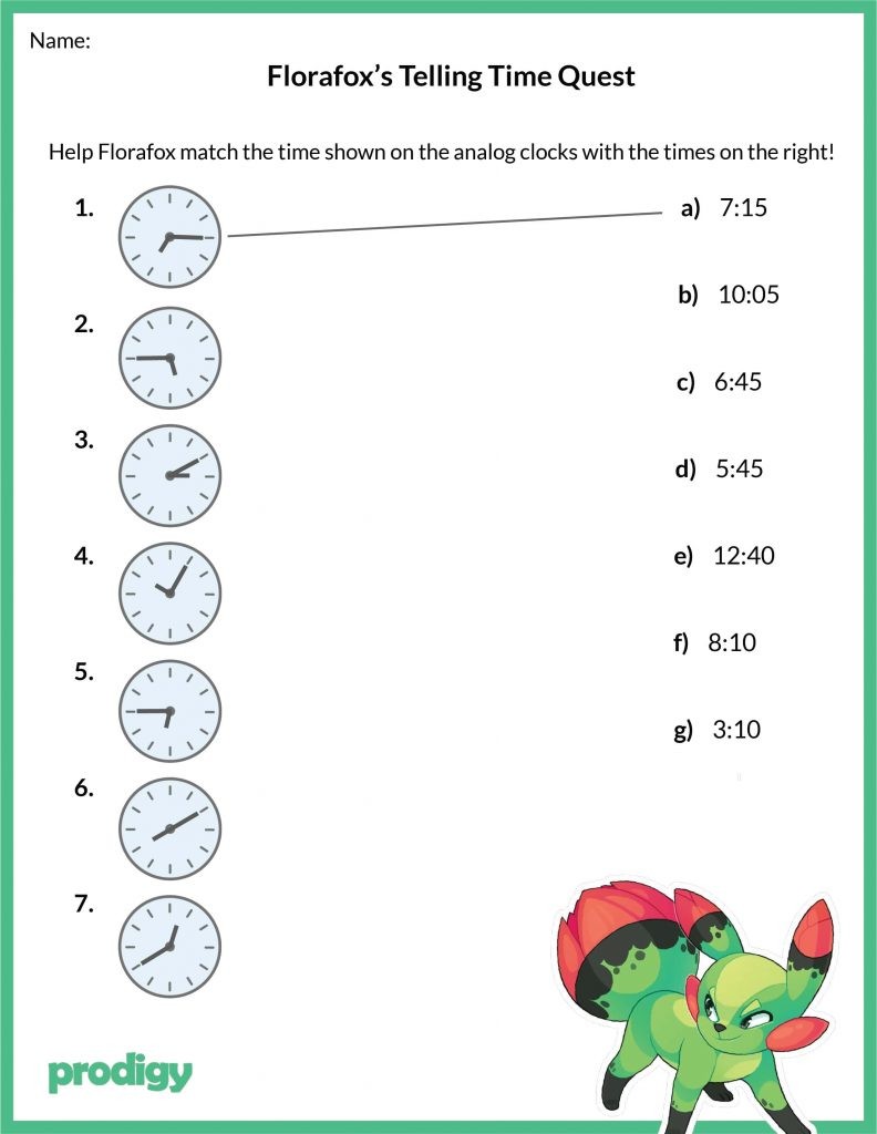 Telling Time Worksheets Effective Practice Materials Prodigy Education