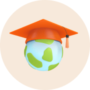 Planet earth in a graduation cap.