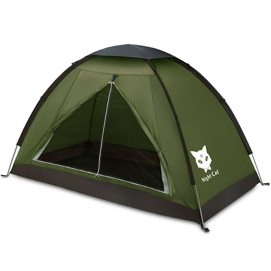 Green Night Cat backpacking tent for kids.