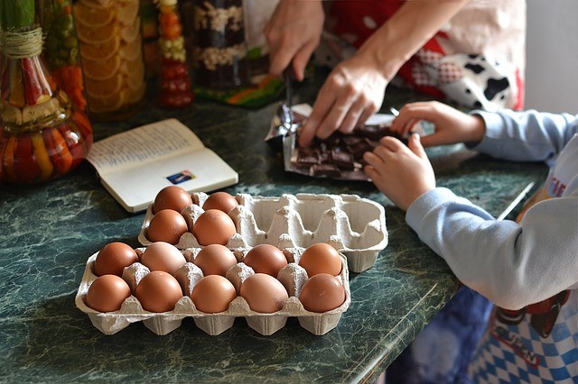 Counting eggs for baking, an example of math in daily use.