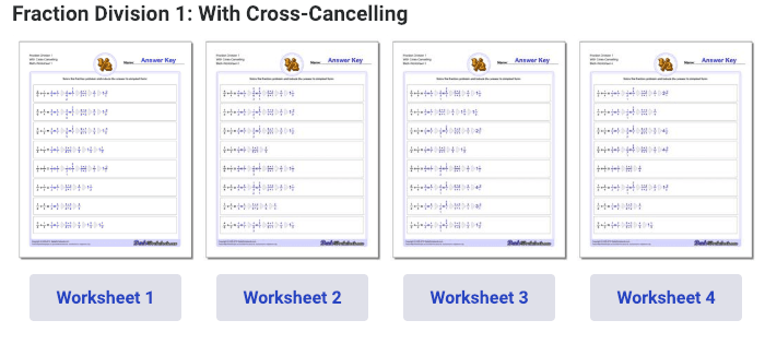 Fraction division with cross cancelling