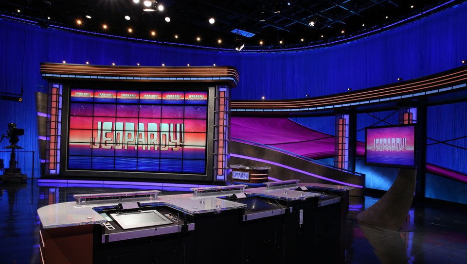 An image of the Jeopardy game show studio.