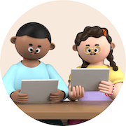 Illustration of coworkers working together on tablets