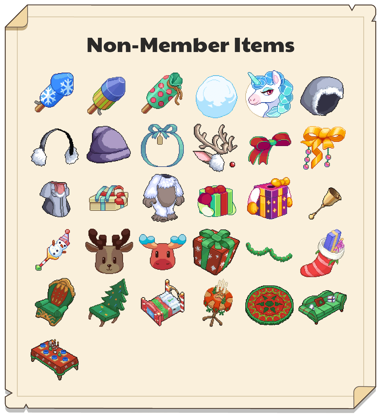 In-game Winterfest items for non-members. 