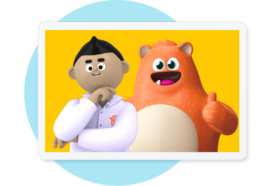 Prodigy co-founder Rohan Mahimker on the left and mascot Ed on the right.