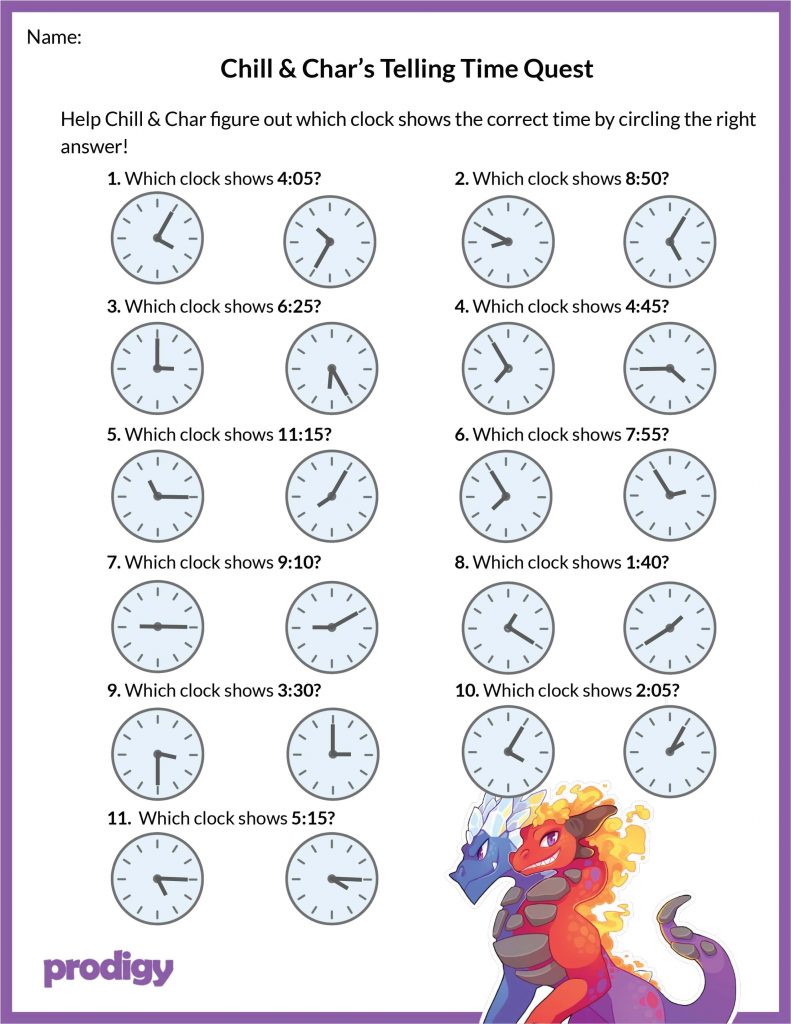 Telling time worksheets: 20 effective practice materials | Prodigy