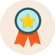 A badge illustration with a star in the middle