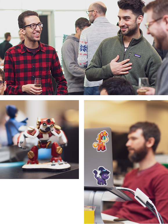 A collage with photos from the Prodigy Education offices