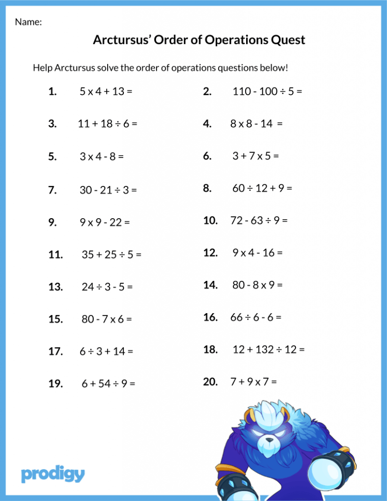 order of operations worksheet 19 resources for your class prodigy education