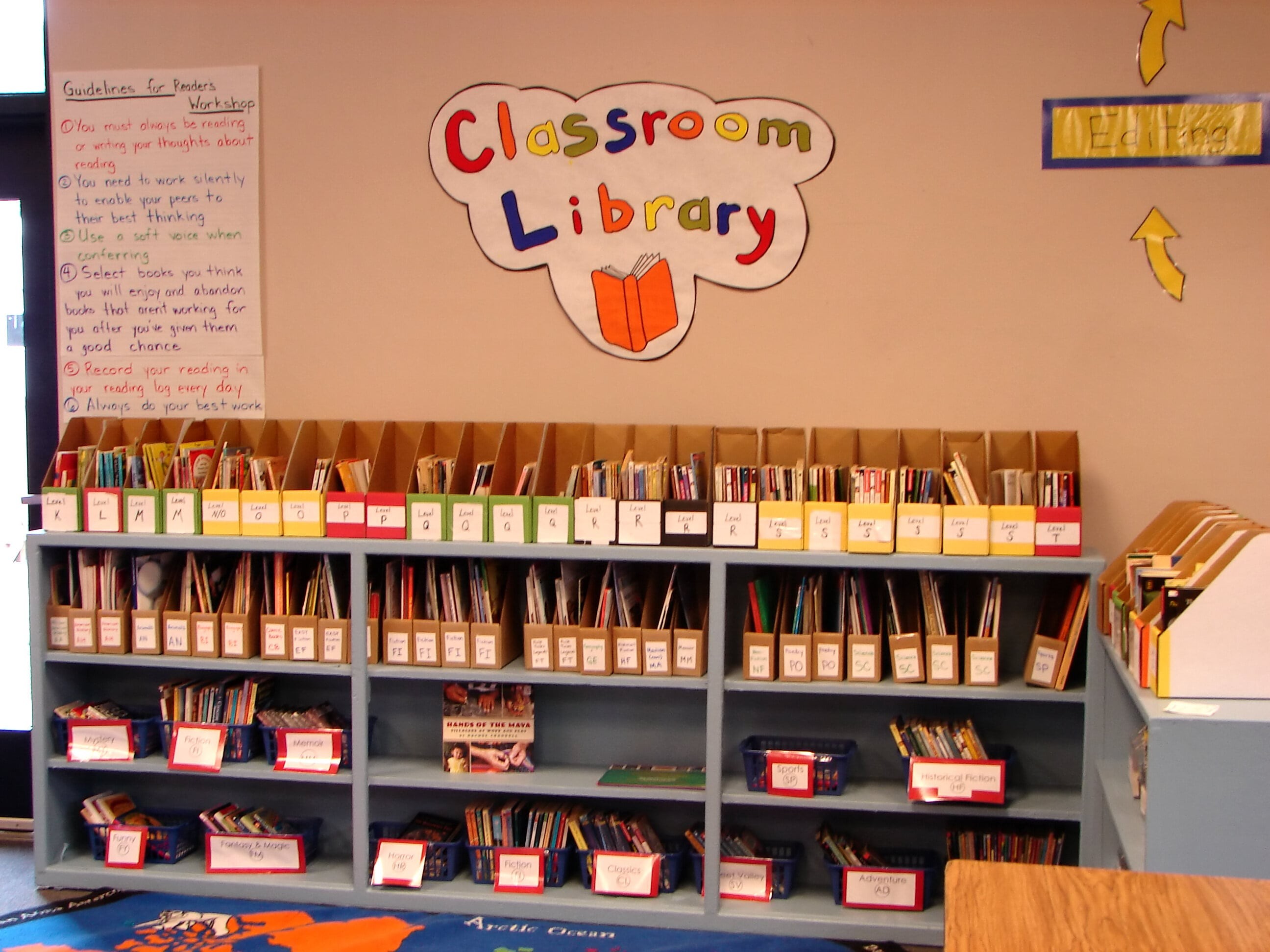 Example of alphabetical order for classroom library labels.
