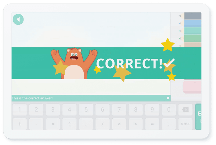 Device showing correct answer on Prodigy games.