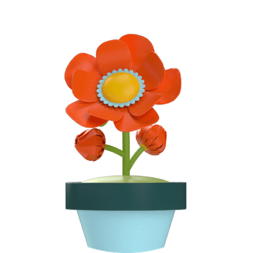 Illustration of a red flower in a flowerpot