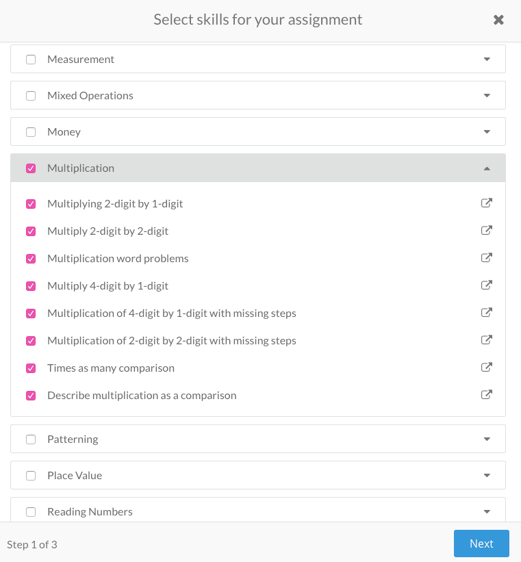 A screenshot of the Prodigy teacher app where you can create and set curriculum-aligned assignments for your students.