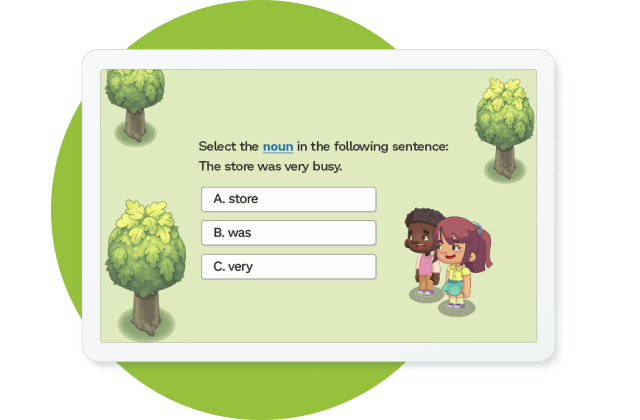 Example of a reading comprehension question in Prodigy English.