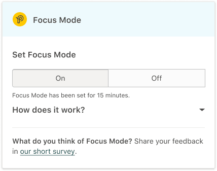 Focus Mode on the dashboard.