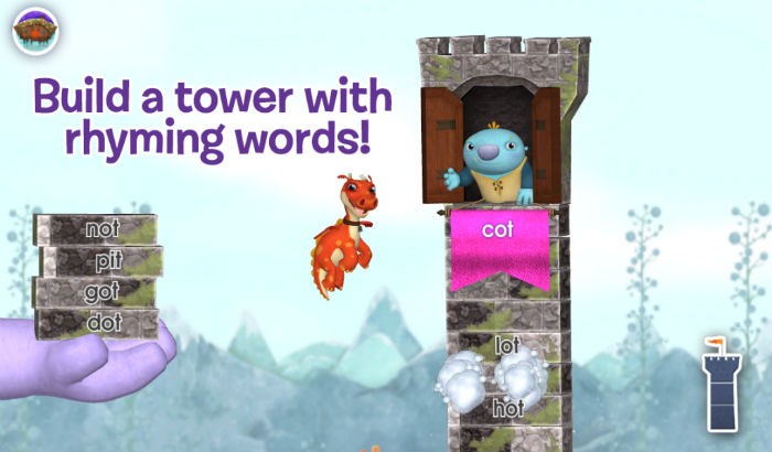 In-game screenshot of Wallykazam's reading game for kids.