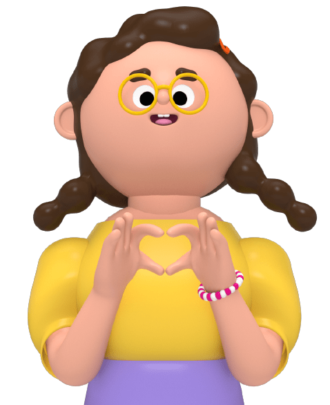A girl making a heart with her fingers.