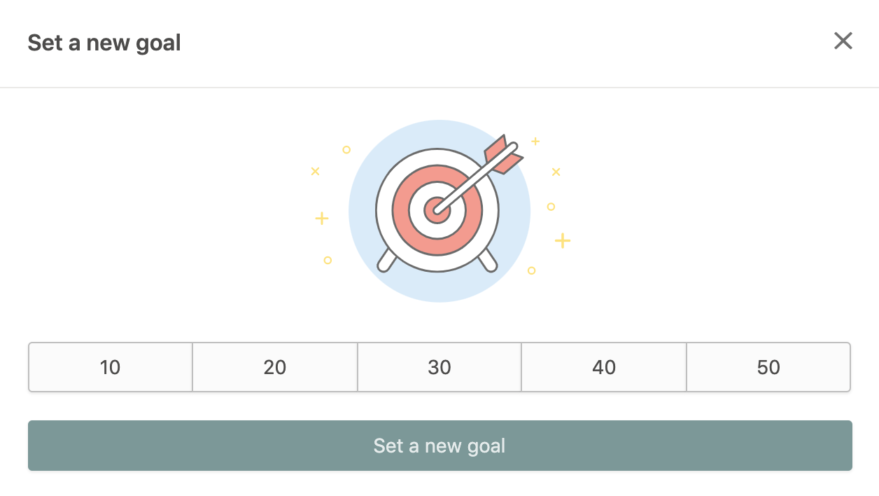 In-app image of "Set a new goal" module in a Prodigy parent account