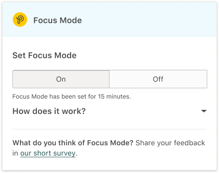 Focus Mode on the dashboard.
