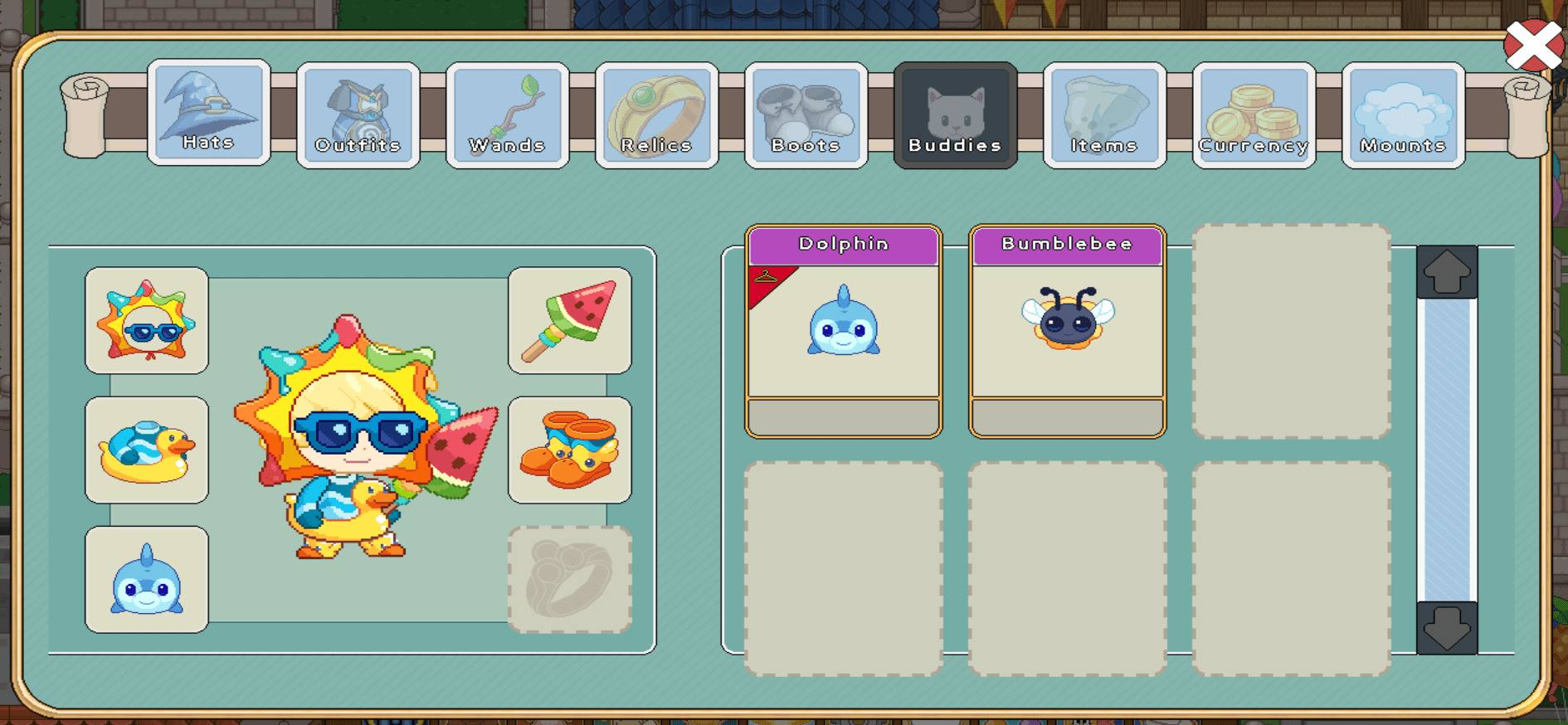 in-game image of the Summerfest shop and items