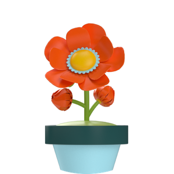 Illustration of a red flower in a flowerpot