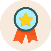 A badge illustration with a star in the middle