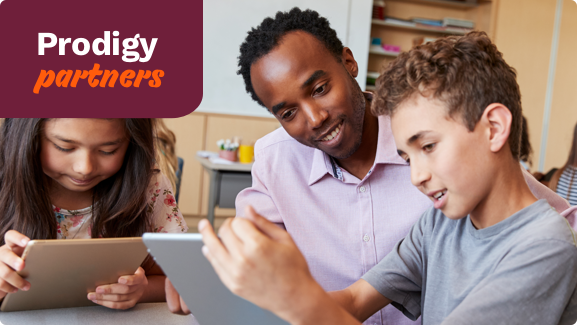 An educator looking at tablets with students acts as a thumbnail for a Youtube video about what you'll get with Prodigy