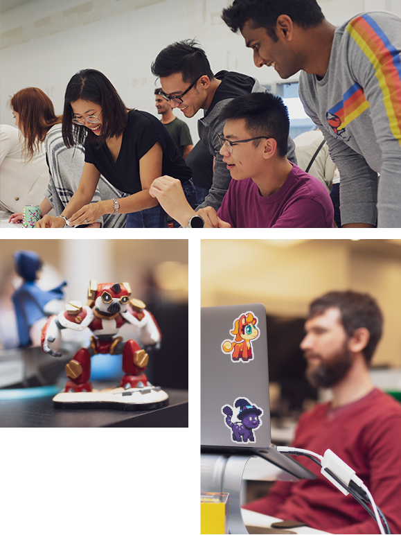 A collage with photos from the Prodigy Education offices