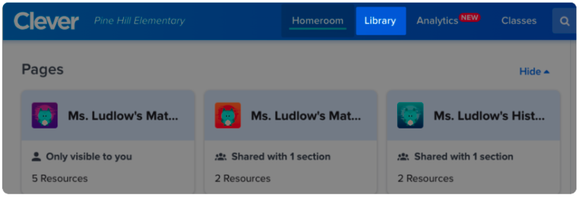Screenshot of where to find the Clever Library.